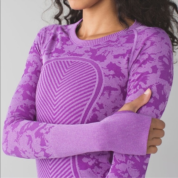 lululemon athletica Tops - Lululemon Swiftly Tech Long Sleeve Crew Purple Camo Size 10